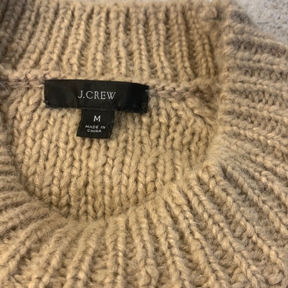 J Crew Alpaca wool blend cable knit Medium sweater Camel color - Picture 5 of 11